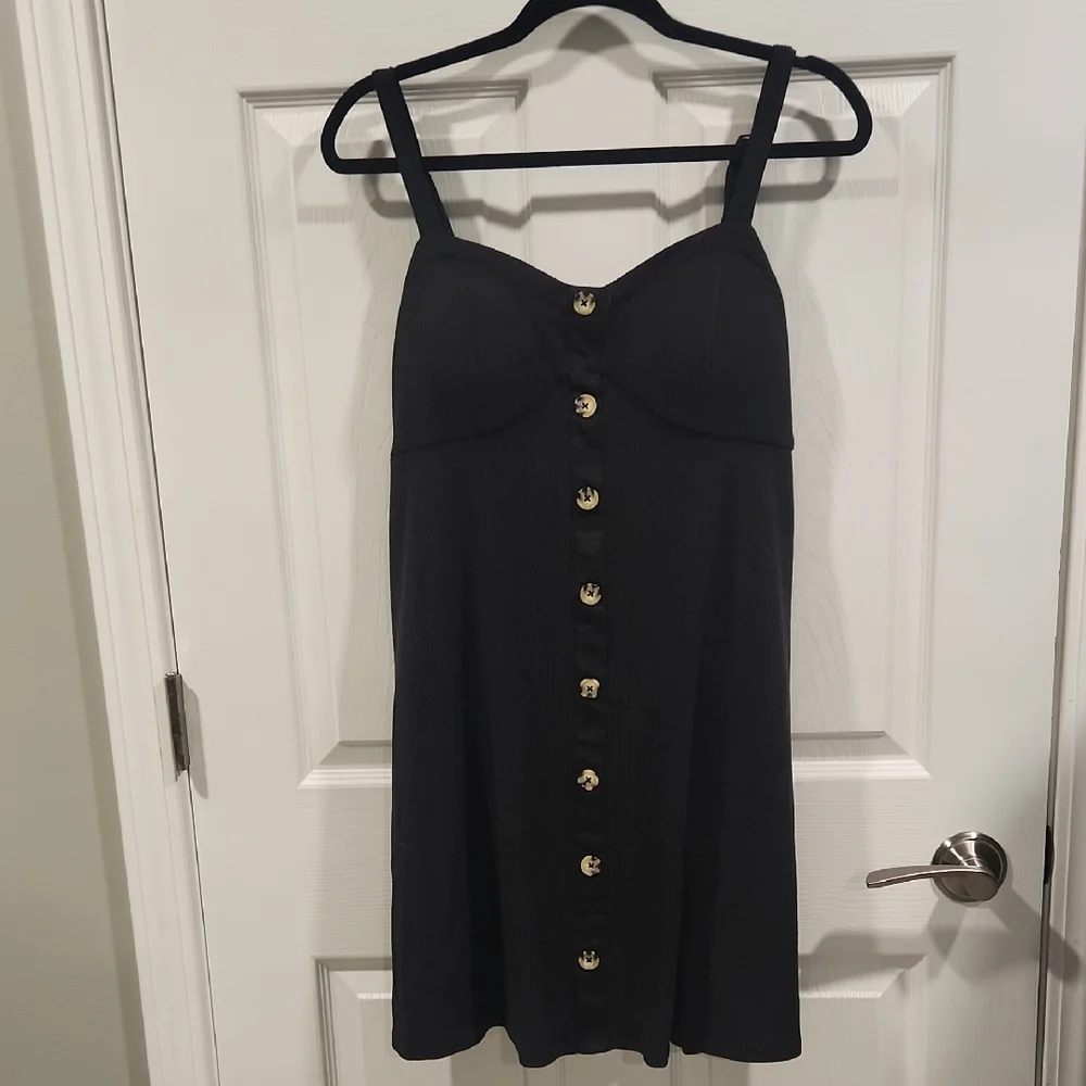 No Boundaries Black Mini Dress with Buttons - Picture 1 of 6